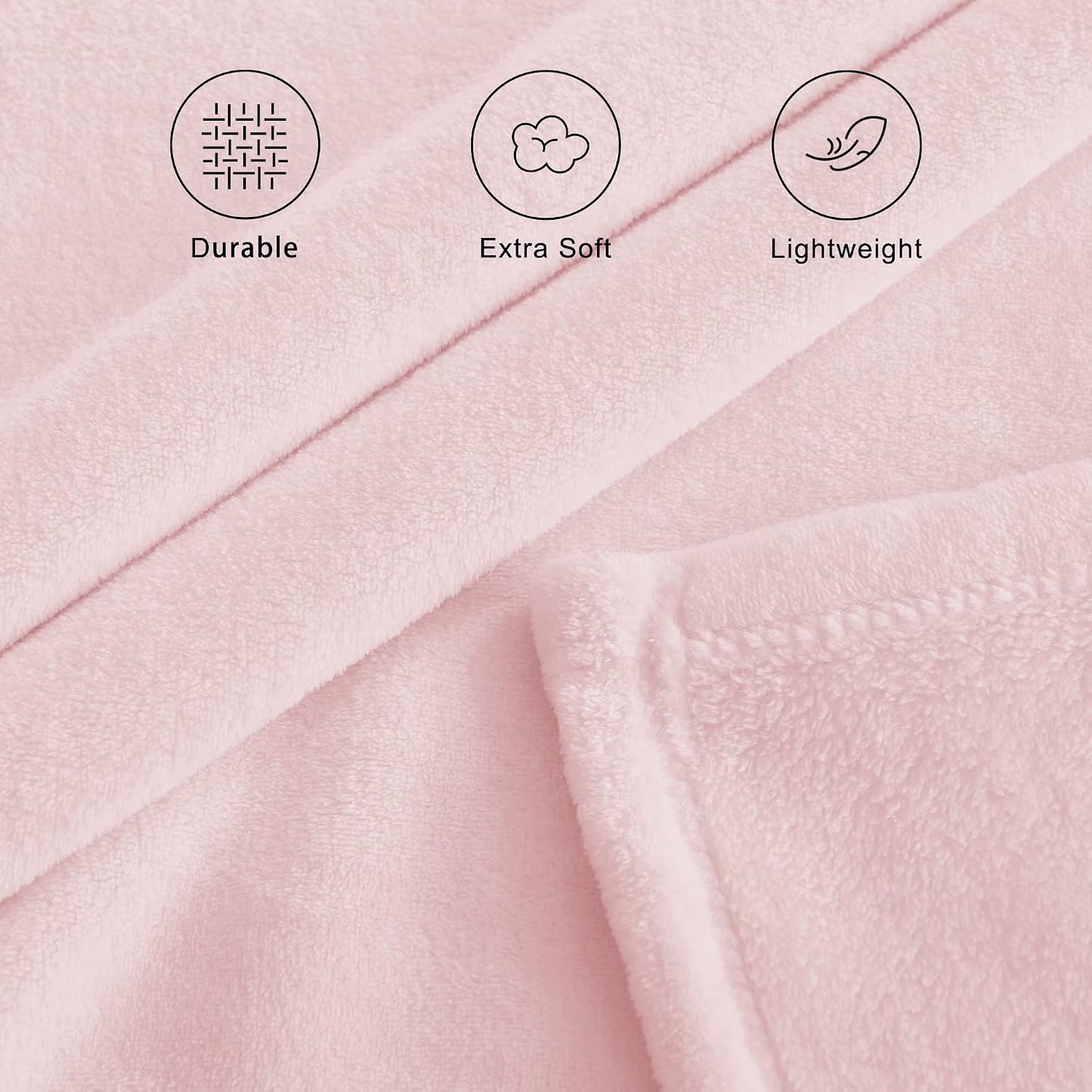 NICETOWN Pink Fleece Throw Blanket for Couch Sofa, Soft Fuzzy Plush Kids Luxury Flannel Lap Blanket, Super Cozy and Comfy for Fall Winter (Pink, 50" x 60")