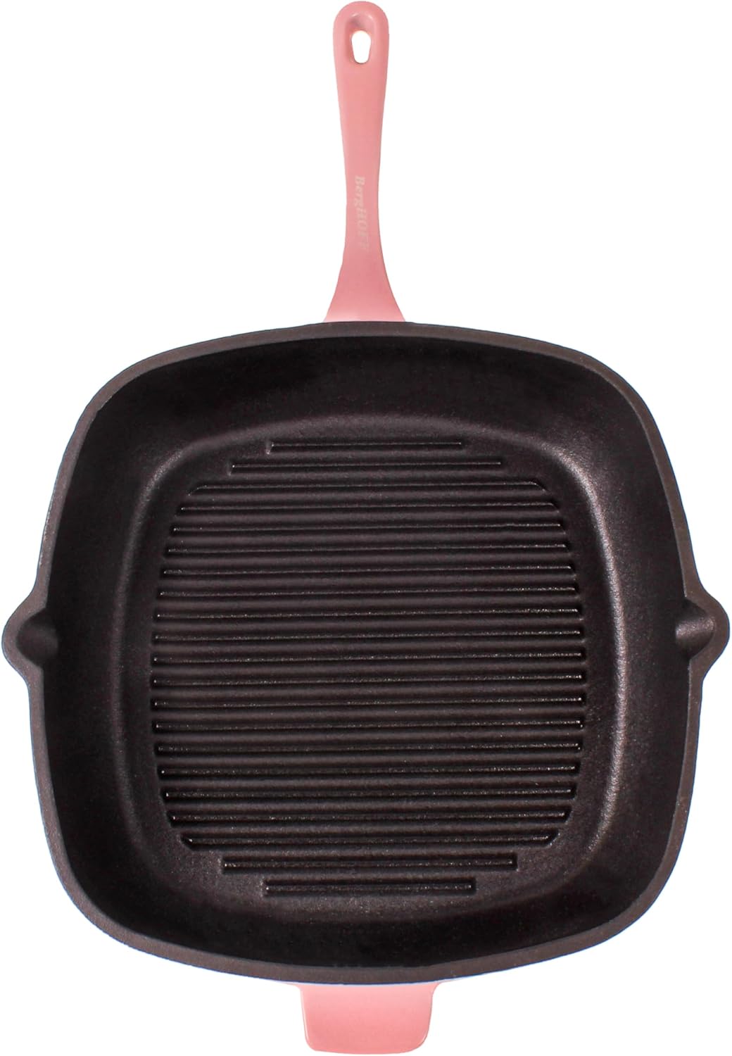 BergHOFF 3Pc Neo Enameled Cast Iron Cookware Set, 3qt. Dutch Oven, Matching Lid, Square Grill Pan 11 Inches, Oven Safe Up To 400°F, Pink