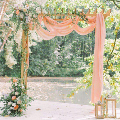 FUHSY Wedding Arch Draping Fabric Peach Pink Chiffon Fabric Drapes 20FT 1 Panel Sheer Curtains Wedding Arch Backdrop for Party Ceiling Decorations Weddings Ceremony Drape Fabrics for Arbor Archs Decor