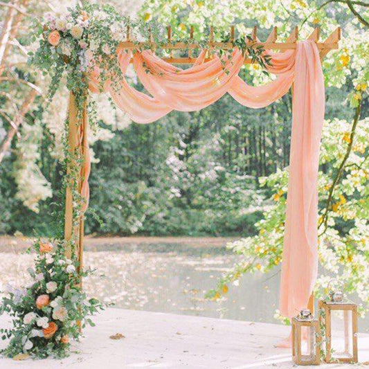 FUHSY Wedding Arch Draping Fabric Peach Pink Chiffon Fabric Drapes 20FT 1 Panel Sheer Curtains Wedding Arch Backdrop for Party Ceiling Decorations Weddings Ceremony Drape Fabrics for Arbor Archs Decor