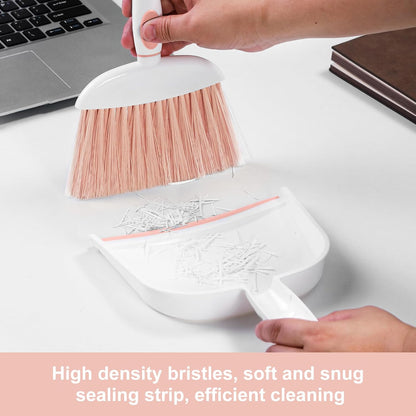 NACENA Small Dust Pan and Brush Set, Mini Broom and Dustpan Set Small Hand Broom and Brush Combo Dust Pan for Home Cleaning Drawers Desktop Sofas and Outdoor, Pink