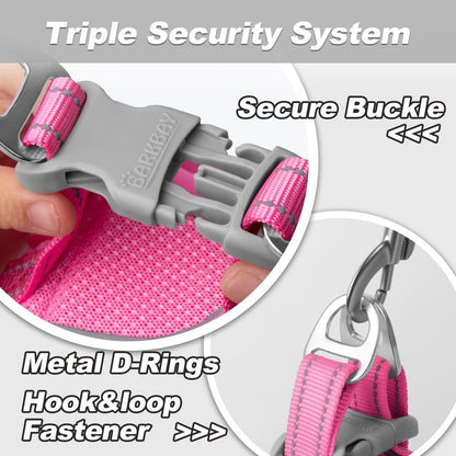 Dog Harness and Leash Set,Step in Small Sized Dog Harness,Soft Mesh,No-Chock,Reflective Adjustable,Secure with Hook & Loop Fastener,Puppy Vest for Small,Medium Dogs(Pink,S)