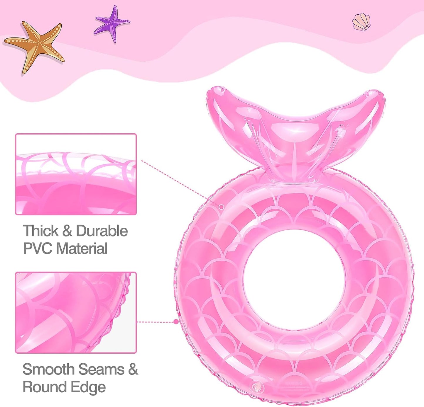 MoKo Inflatable Swimming Ring, Cute Pool Float Tube Decorations Swim Tubes Outdoor Pool Beach Water Floats Party Supplies Floaties
