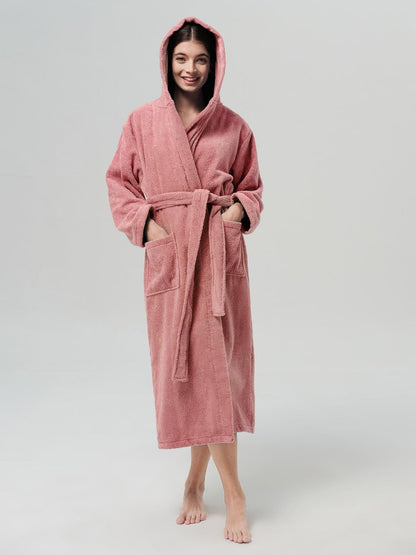 SIORO Hooded Terry Cloth Robes for Women, Absorbent Cotton Bathrobe with Pockets, Towel Robe for After Shower Spa Hotel