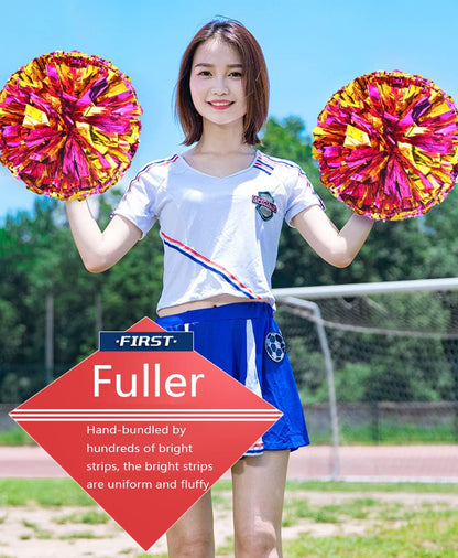 Springen Cheerleading Pom Poms, Cheerleading Metallic Foil & Plastic Ring Pom Poms for Cheer Sport Kids Adults Team Spirit Cheering