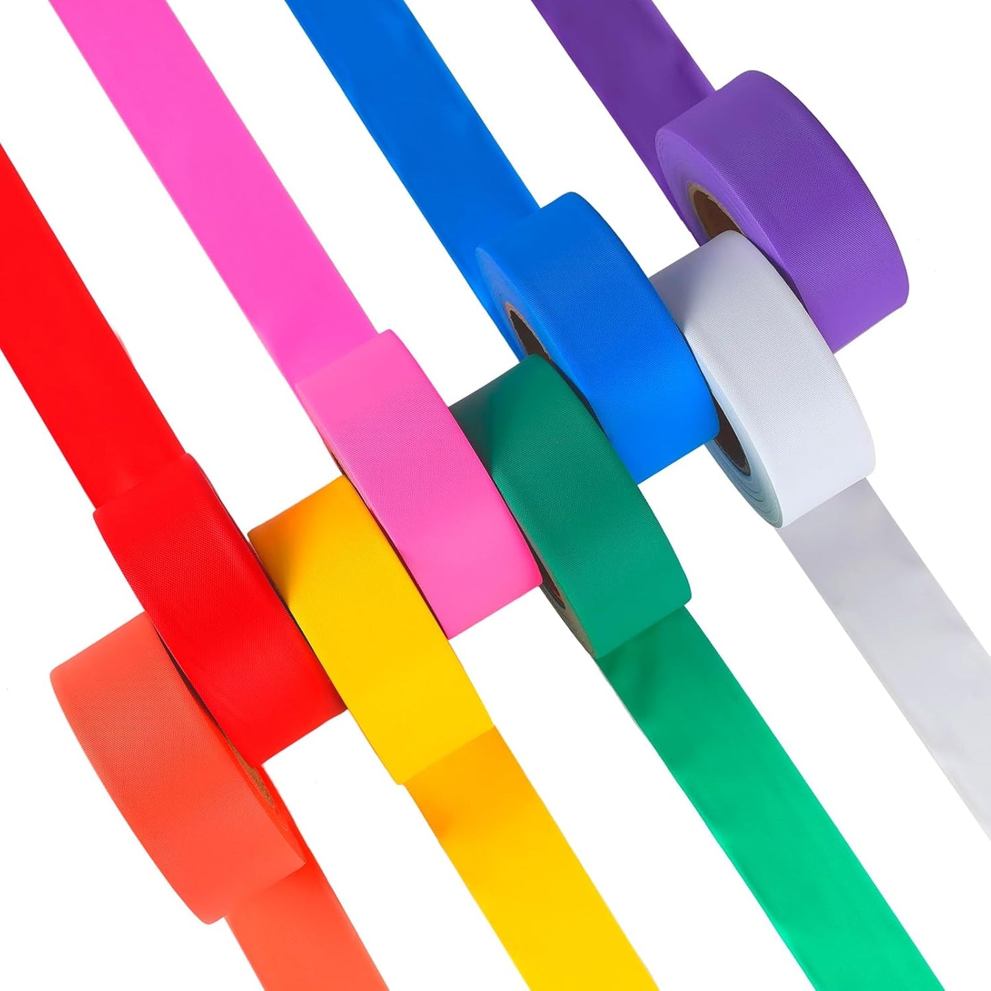 12 Pack Fluorescent Pink Flagging Tape, Non-Adhesive Plastic Ribbon Neon Marking Roll, Caution Tape,Tree Marking Tape Hunting Trail Tape, 1-3/16 in. x 150 ft,3.35 Mil