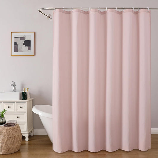 OVZME Zora 84 Inch Shower Curtain Set with 12 Plastic Hooks, Plain Fabric Shower Curtain for Bathroom - Extra Long Shower Curtain, Water Resistance, Machine Washable Soft Cloth, 72WX84L, Blush Pink