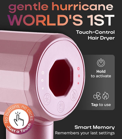 BIZOND Ionic Hair Dryer for Women and Men, Professional Premium Quality High-Speed Motor 110,000 RPM, 1600W Power, 200M Negative Ions, 9ft Long Cord, Lightweight Blow Dryer, Fast & Ultra Quiet (Pink)