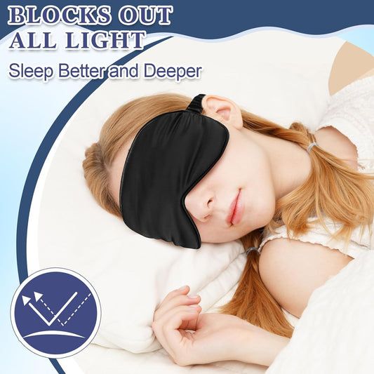 Cutecrop 12 Pcs Silk Sleep Masks Soft Satin Eye Masks with Adjustable Elastic Strap for Sleeping Comfortable Blindfold Eyeshade for Men Women Nap Night Travel Gifts(Black, Pink)