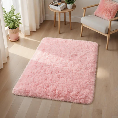Macgace Small Throw Rugs for Bedroom, 2x3 Light Pink Mini Non-Slip Area Rug, Super Soft Plush Fluffy Carpet Modern Home Decor Aesthetic for Entryway Entrance Nursery Girls Room Dorm Office