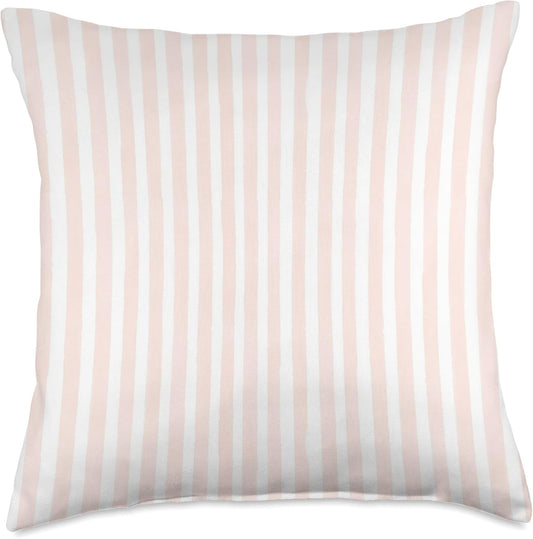 Peach Stripe Watercolor Pattern Girly Design Vintage Cute Throw Pillow