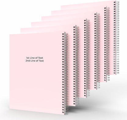 Custom Left Handed Spiral Notebook Journals with a Pastel Pink Colored Cover - 6 Pack of 8.5" x 11" – College Ruled, Hard Cover, 50 Sheets Per Book – For Journaling, Office, School Supplies, etc.