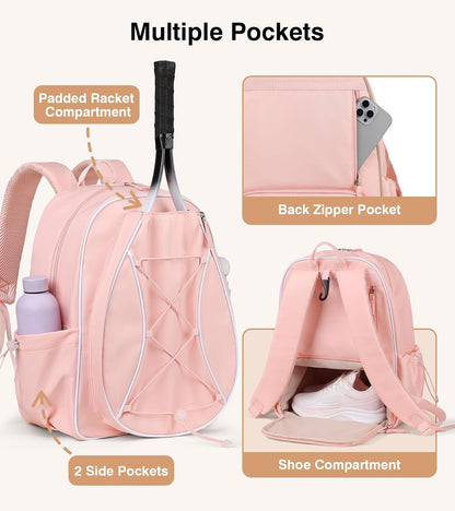 Marvolia Tennis Bags for Women Men, Tennis Backpack Holds 2 Rackets with Ventilated Shoe Compartment & Wet Pocket, Tennis Racket Bag Backpack for Pickleball Tennis Badminton