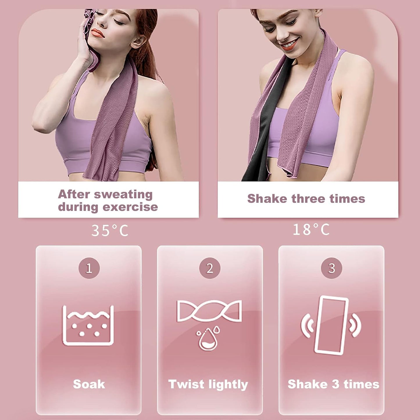 Pack of 20 Cooling Towel 40x12'' Ice Towel for Neck and Face Microfiber Chilly with Bag Breathable Yoga Gym Stay Cool Towels Sweat Rag for Workout Running Camping Pilates Beach, Pink
