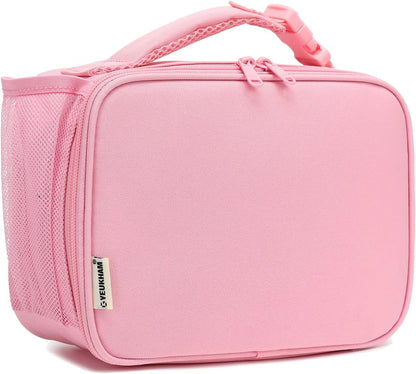 GYEUKHAM Insulated Lunch Box for School, Thermal Reusable Durable Freezable Lunch Bags for Kids Boys Girls Men Women - Small Soft Cooler Portable Lunch Tote Kit for Work Picnic Travel,Pink