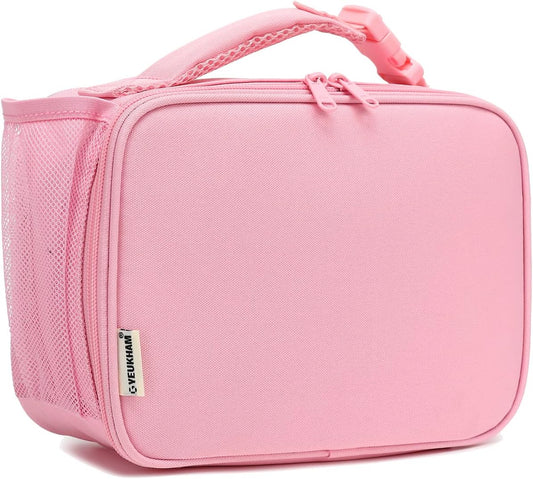 GYEUKHAM Insulated Lunch Box for School, Thermal Reusable Durable Freezable Lunch Bags for Kids Boys Girls Men Women - Small Soft Cooler Portable Lunch Tote Kit for Work Picnic Travel,Pink
