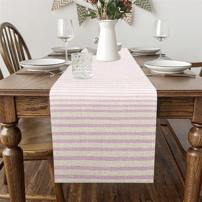 Feelyou Light Pink Stripes Table Runner,13 x 60 Inch Geometric Dresser Scarfs Stripe Line Dresser Runners Modern Striped Art Table Decor for Home Party Light Pink