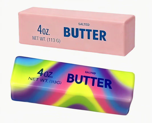 Slow Rebound Cute Butter Squeeze Stress Balls,Realistic Soft Butter Stick Fidget Toy, Slow Rising Portable Squishy for Adults Anxiety & Stress Relief, Sensory Gifts for Office, Home (Pink+Colorful)