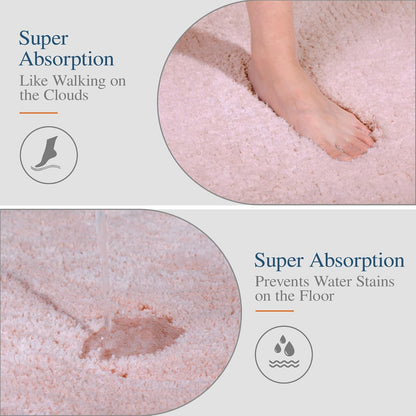 Walensee Bathroom Rug Non Slip Bath Mat (16 x 24, Blush) Water Absorbent Soft Microfiber Shaggy Machine Washable Bath Rug for Bathroom Thick Plush Rugs for Shower