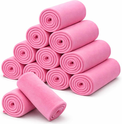 Newwiee 12 Pcs Bulk Fleece Throw Blankets 50'' x 60'' Oeko-tex Standard 100 Certified for Outdoor Wedding Guest Blankets Donation Homeless Sleepover Lap Pet Sofa, All Seasons Use (Pink)