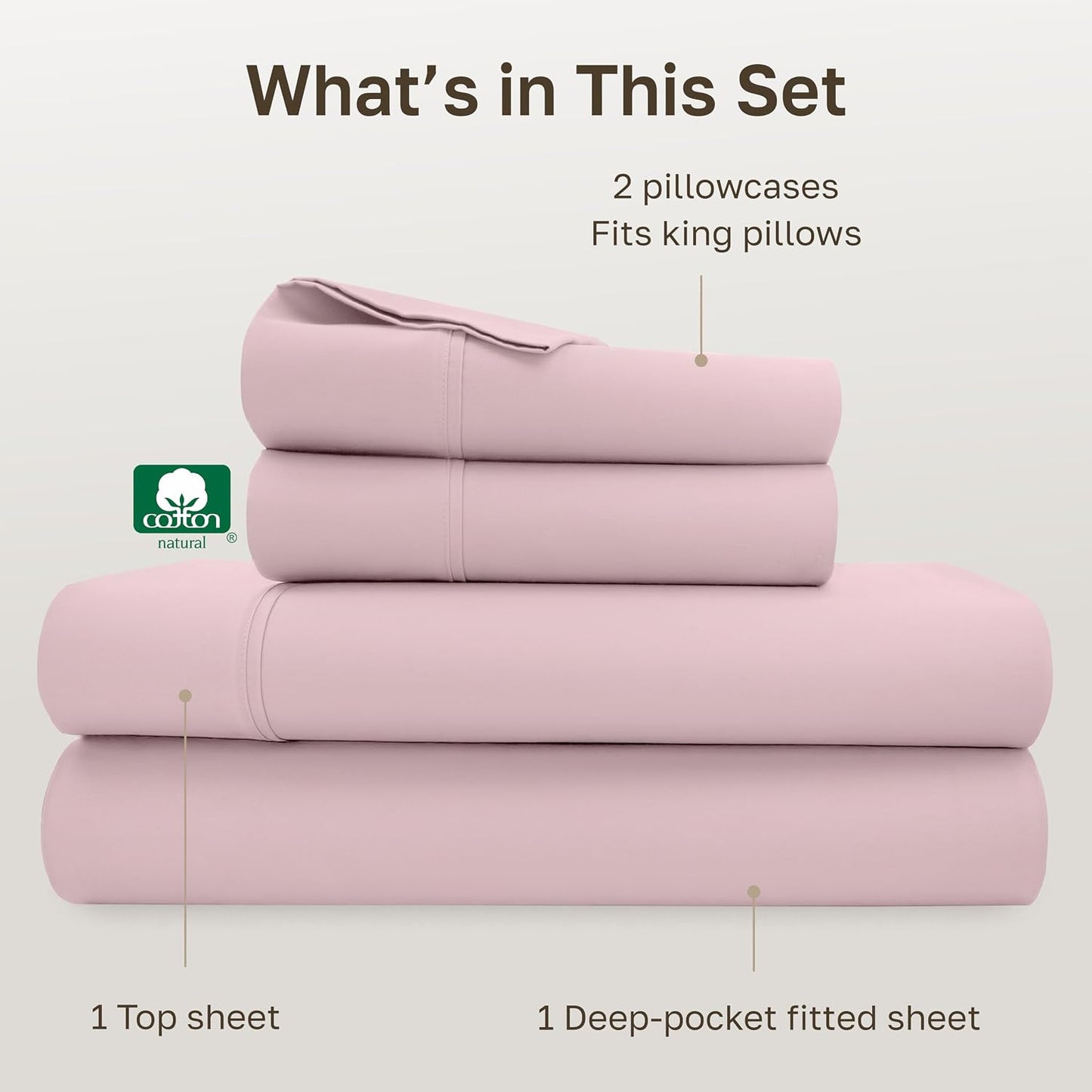California Design Den Soft King Size 100% Cotton Sheet Sets, 400 Thread Count Good Housekeeping Award Winner, Silky Smooth Sateen Weave with Deep Pockets, Durable King Bed Sheet Set - Pink