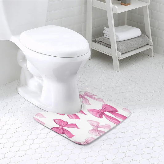 Pink Bow Bath Mat Water Absorbent Soft Bath Rug Non-Slip Machine Washable Mats for Indoor and Outdoor Showers Laundry Rooms