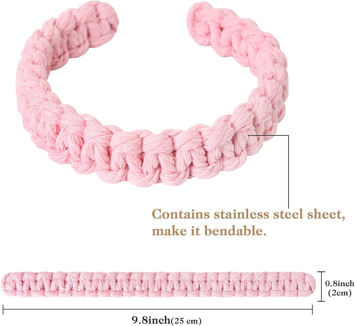 NICEEC 2 Pack Natural Cotton Rope Curtain Tiebacks Farmhouse Rustic Style Decorative Drape Tie Backs Handmade Braided Curtain Holdbacks for Home & Office Sheer/Light Weight Drapery (C-Pink-S)