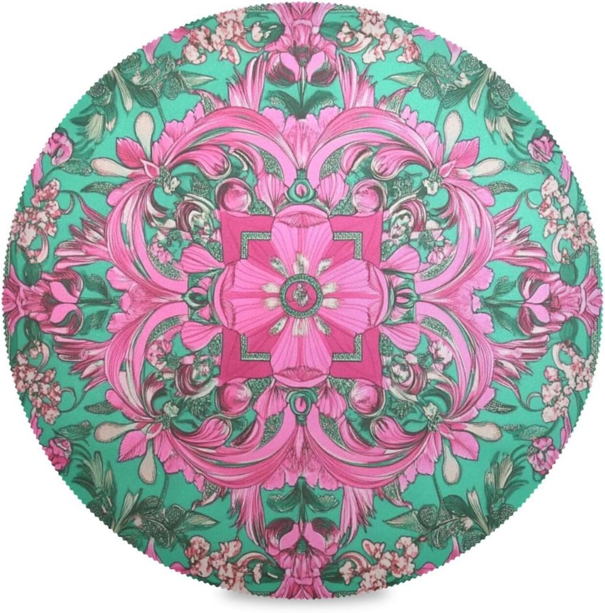 Retro Flower Pattern Peach and Green placemates Round Reusable Chalkboard placemats placemats Washable Burlap Plates placemats Heat Resistant Waterproof Christmas Table placemats Set of