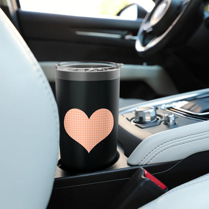 Cute Pastel Coral Peach Plaid Gingham Checkered Pattern Stainless Steel Insulated Tumbler
