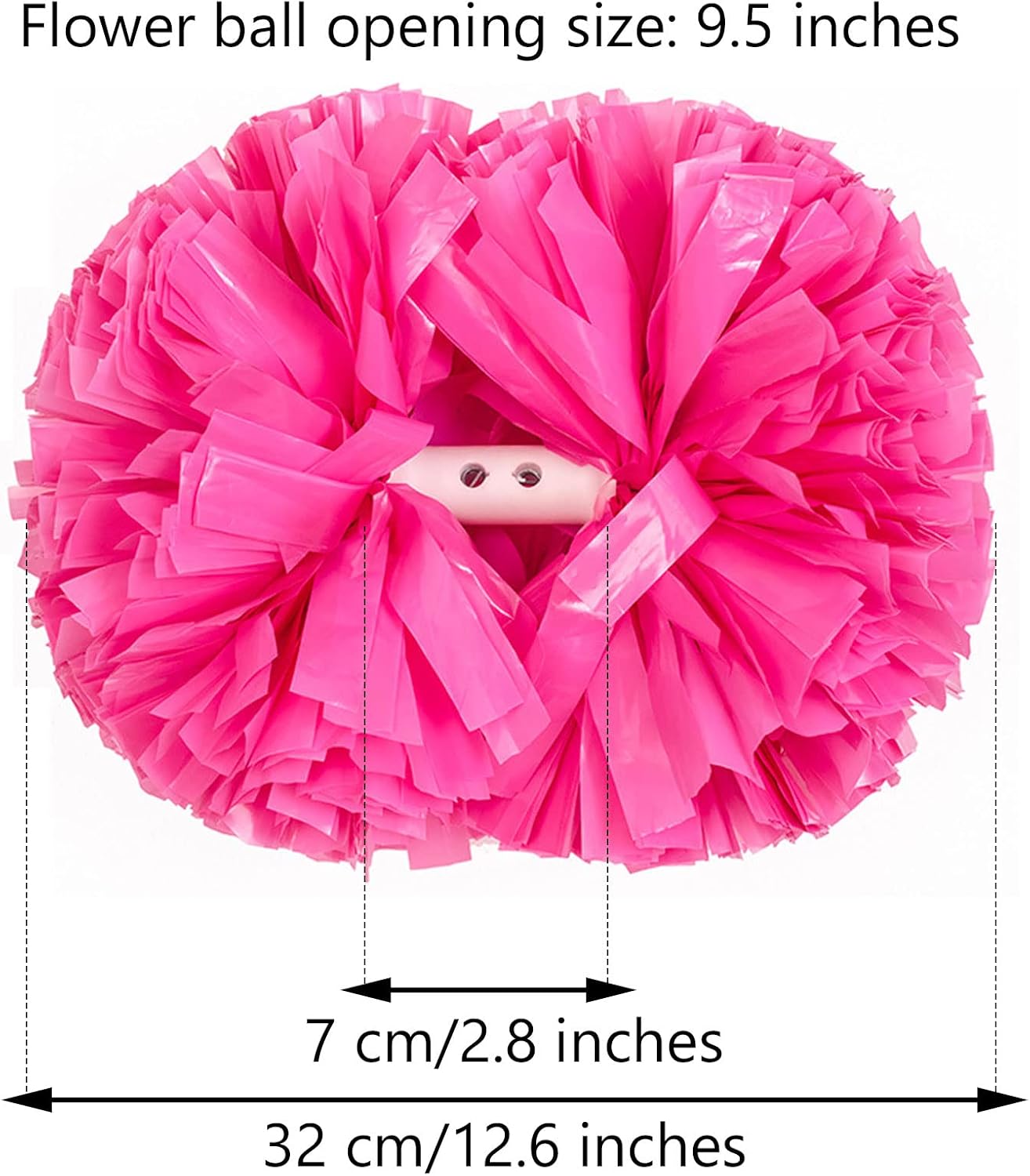 6Pcs Cheerleading Pom Poms Matte Metallic Foil Cheer Pompoms with Baton Handle, Kids Adults Team Spirit Cheering Stuff for Sports Games Carnival