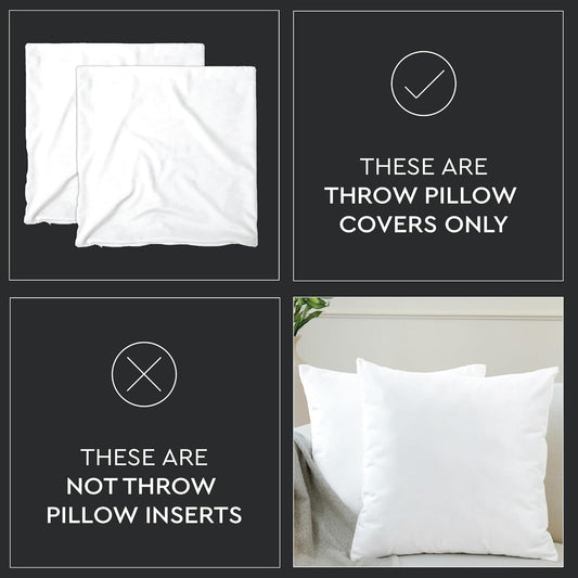 Encasa XO Velvet Throw Pillow Covers 18x18 in (45x45 cm) - Peach - No Inserts, Pack of 2 Cases | Solid Plain Dyed Soft & Smooth, Square Decorative Cushion Covers for Living & Bedroom