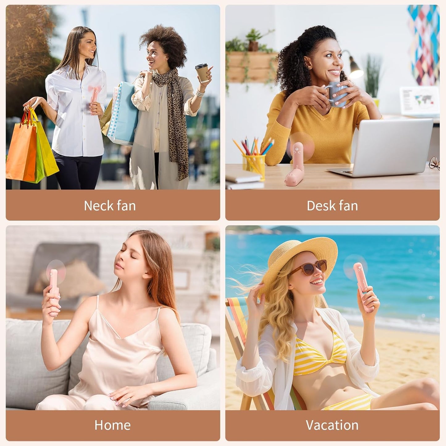 Portable Fan Mini Handheld Fan, Cute Pocket Personal Fan, USB Rechargeable Travel Fan with Power Bank & LED Flashlight, Foldable Small Cooling Fan for Beach, Summer Essentials,Summer Gift for Her