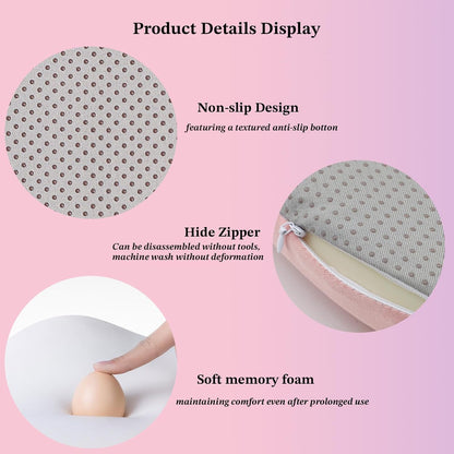 Non-Slip Pink Square Seat Cushions Set of 2 - Comfortable Chair Pads with Removable Cover (15"x15"x1.7") for Kitchen, Office, Car & Indoor Use