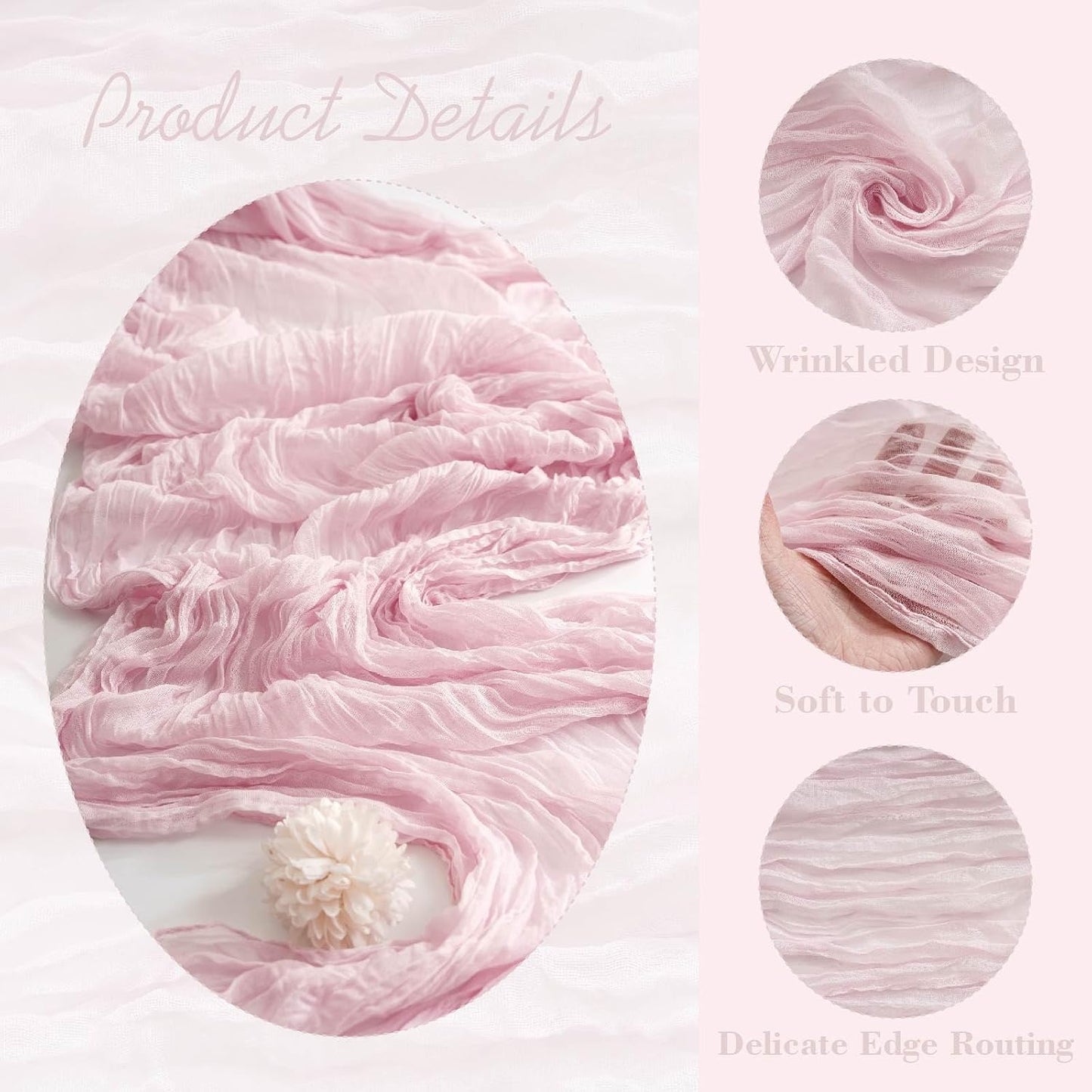 Dusty Pink Valentines Day Cheesecloth Table Runner Gauze 35x120 Inches 10FT Boho Rustic Farmhouse for Thanksgiving Fall Wedding Bridal Shower Baby Shower Home Holiday Decorations