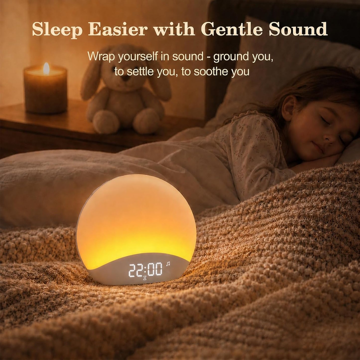 REACHER Sound Machine Sunrise Alarm Clock with Night Light, 26 Nature Inspired Sleep Sounds, 0-100% Dimmable Clock, Sunrise Lamp, Wake Up Light, Brown/Pink/White Noise Machine for Babys, Adults, Kids