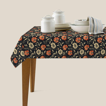 Victorian Simple Floral Pink Flower Rectangle Tablecloth, Drop Shapes Table Cloth Dining Table Cover for Kitchen Restaurant Party Buffet Picnic, 52x70 Inch