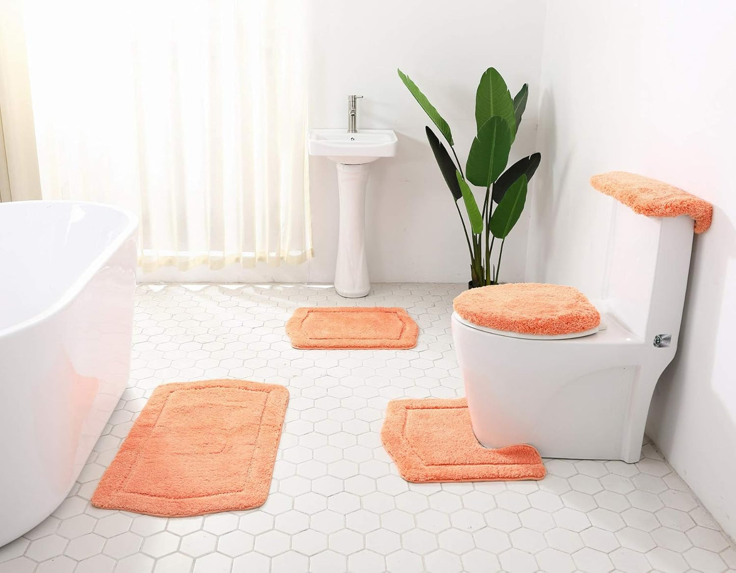 Daniel's Bath & Beyond 5 Piece Bath Rug Vintage Collection, Peach