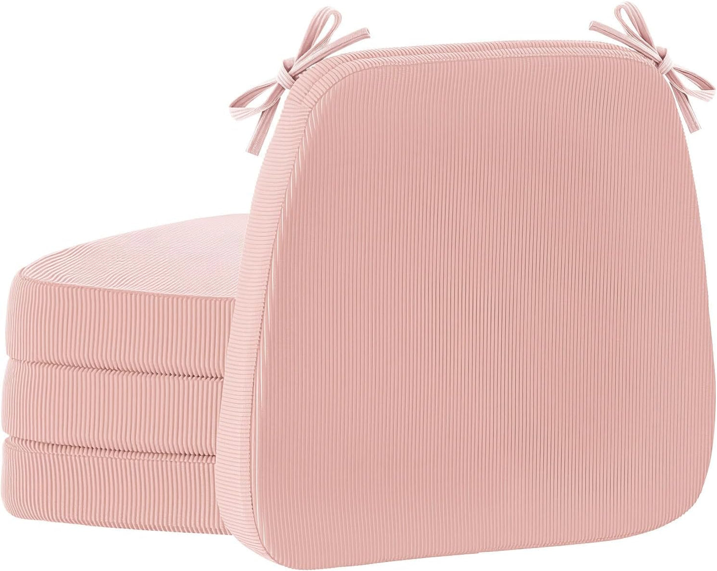 Dining Chair Cushions Set of 4-2" Thick High-Density Foam Chair Pads with Ties and Non-Slip Bottom, Removable Washable Cover for Dining and Kitchen, 17"x16", Pink