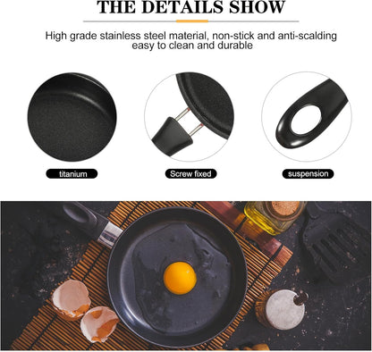 VANZACK Nonstick Mini Frying Pan Small Egg Fryer Skillet Pink Induction Compatible Lightweight Cookware for Breakfast and Home Cooking
