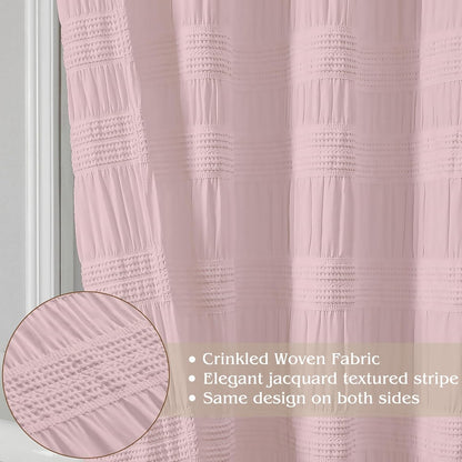 OWENIE Blush Shower Curtain, Farmhouse Rustic Striped Textured Fabric Shower Curtain for Bathroom, Hotel Style, Machine Washable, Blush, 72x72 inch