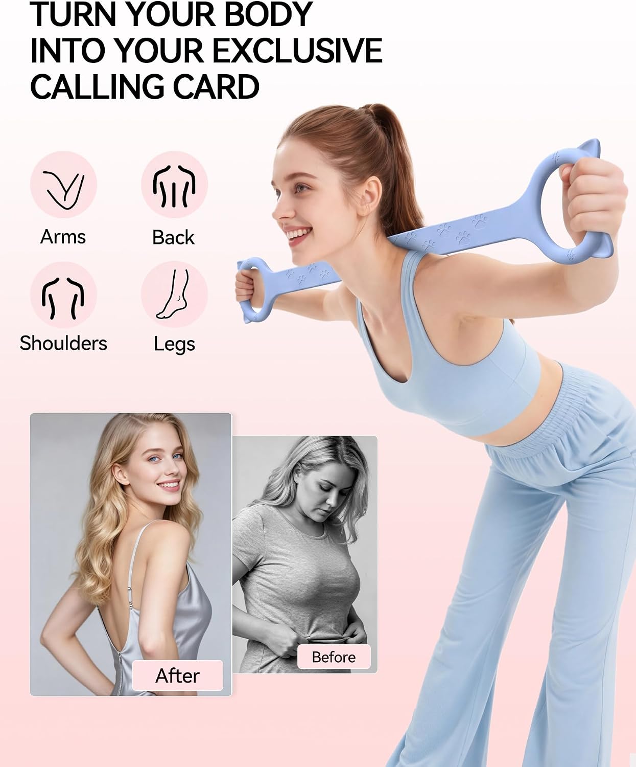 Figure 8 Resistance Bands with Handles, Upgraded Silicone 8-Shaped Exercise Band for Women,Stretch Bands Set for Exercise Arms Back Legs Pilates Yoga