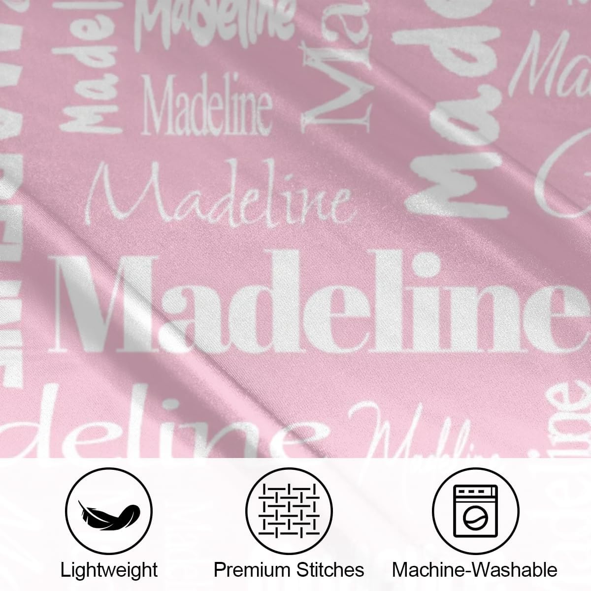 Custom Personalized Pillowcase, Women Silky Satin Pillowcase 1 Piece, Pillowcase with Zipper Suitable for Bedroom Bed Sleeping Peach Pink
