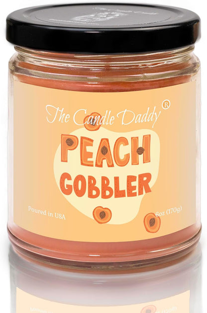 Peach Gobbler - Delicious Peach Scented - Funny 6 Oz Jar Candle - 40 Hour Burn Time