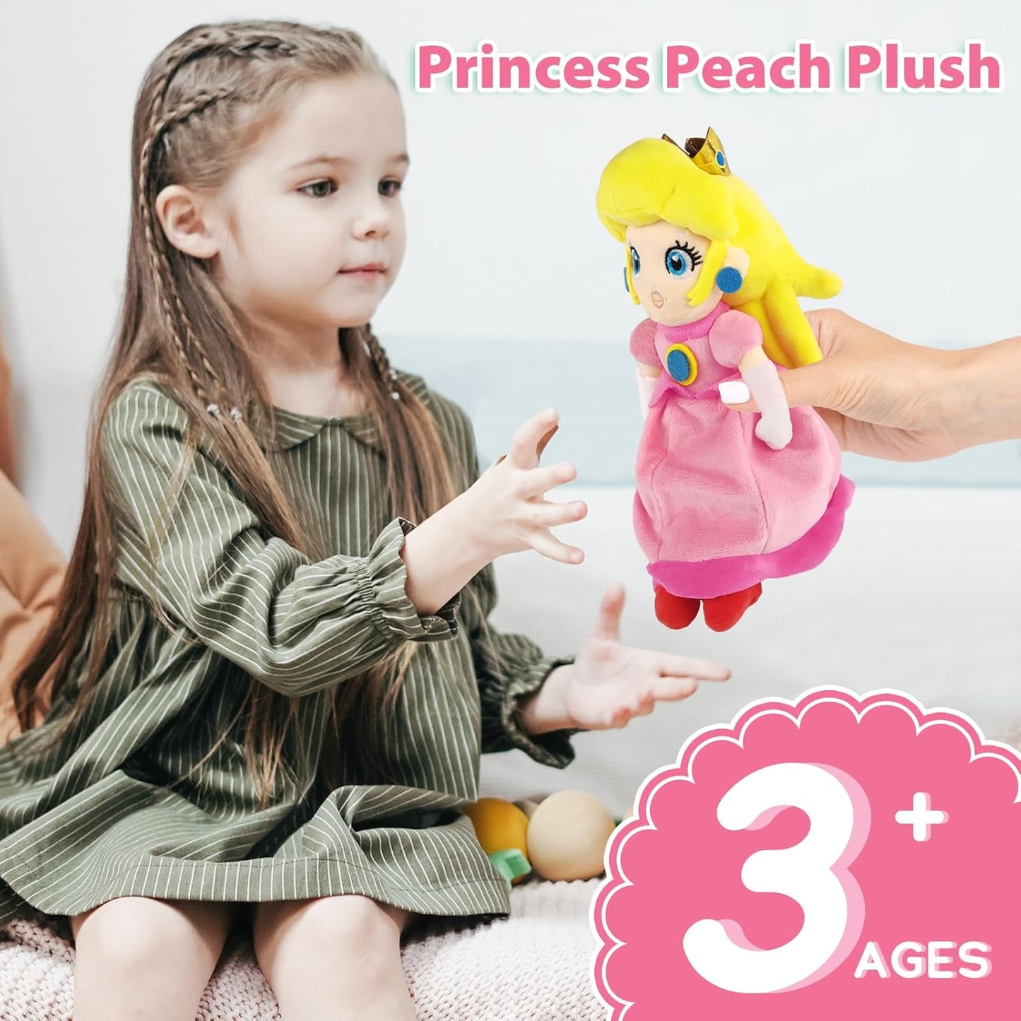 Princess Peach Plush Toy Princess Peach Doll Collection Mario Plush Stuffed Animals Toys 10 Inch (Pink Sweet Gift for Mario Fans