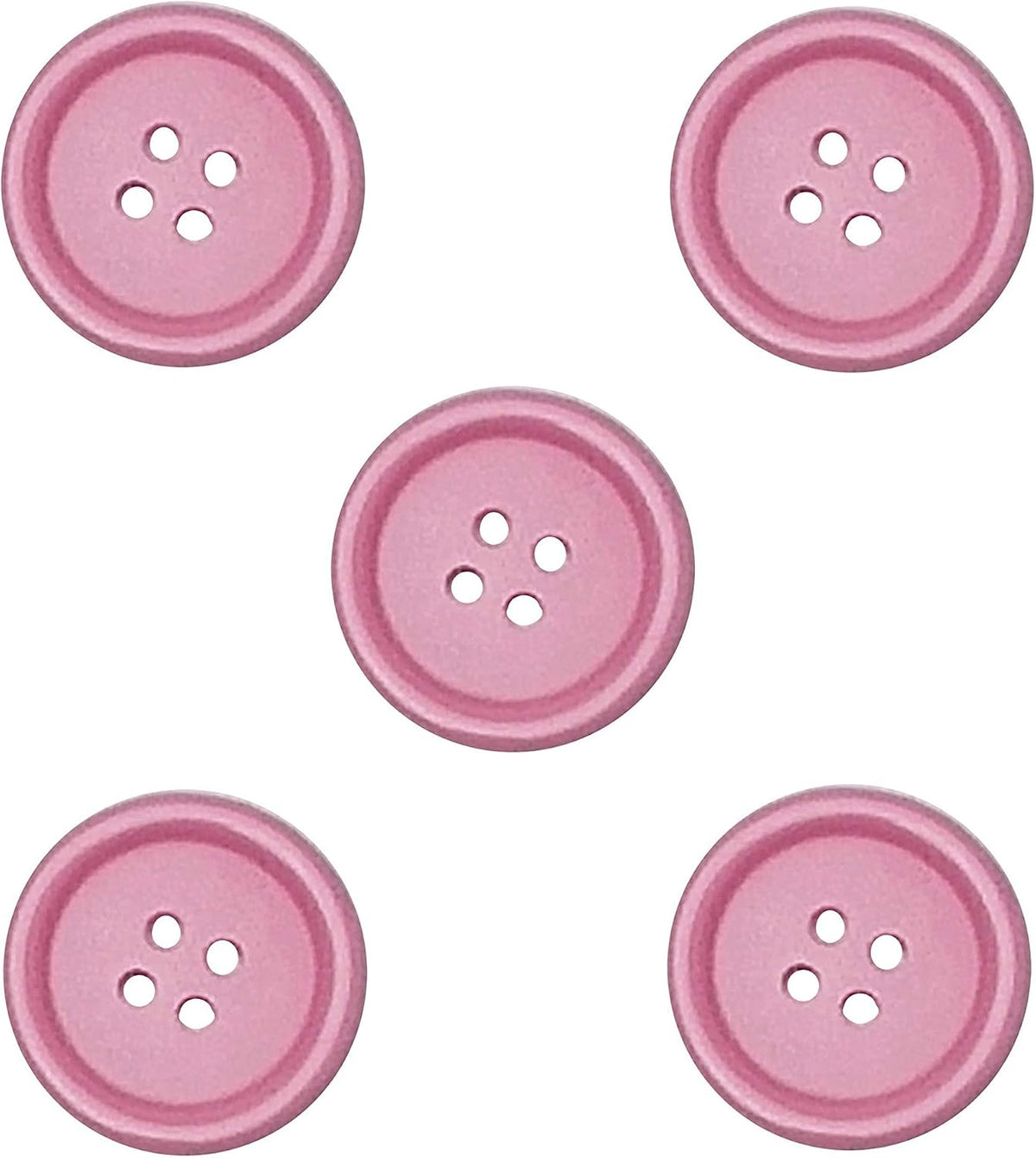 100pcs Resin Button Solid Color 4Holes Craft Clothe Sewing Card Making Sweater Shirt (Pink, 1"(25mm))