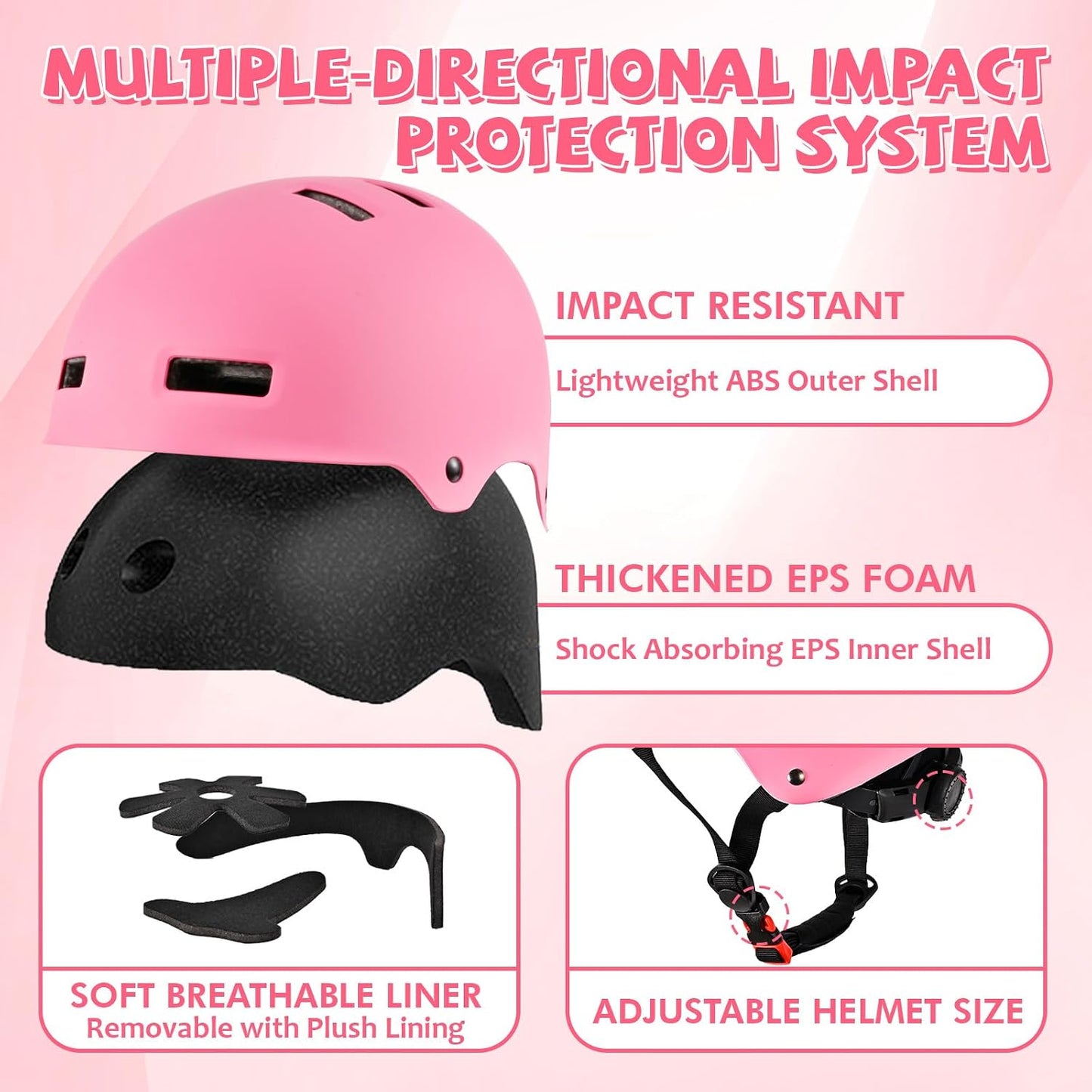 Adjustable Kids Bike Helmet for Boys Girls Youth, Kids Protective Helmets for Multi-Sports Skateboard Scooter Bicycle Cycling Skating
