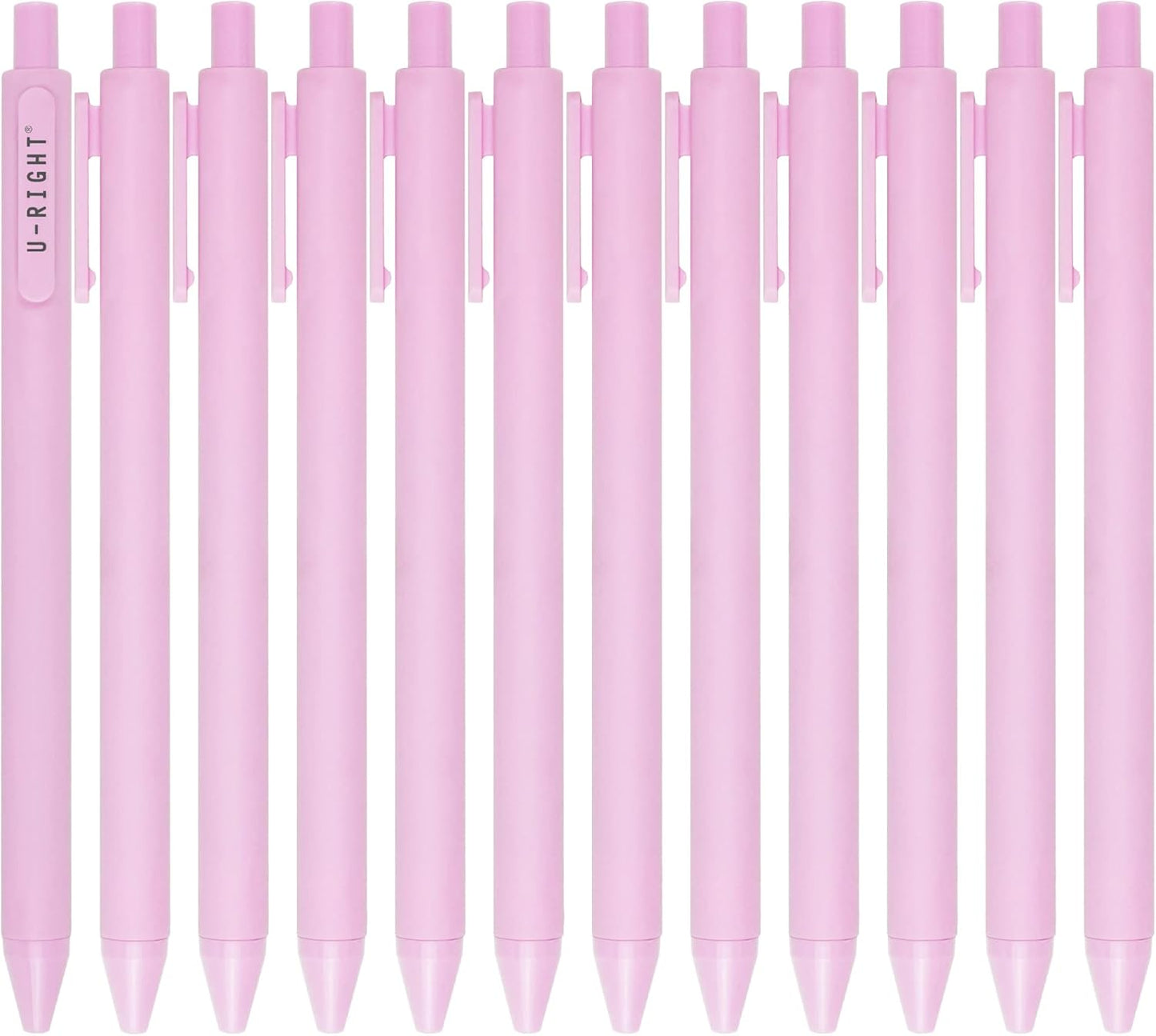 U-RIGHT 12 Pcs Gel Ink Pens Black Ink 0.5 mm Fine Point Smooth Writing Cute Pens for Office School (Light Pink)