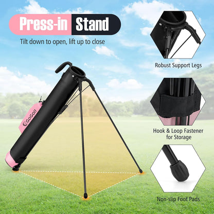 Goplus Lightweight Golf Stand Bag, Sunday Bag for The Driving Range, Par 3 and Executive Courses, Pitch n Putt Golf Club Carry Bag w/Shoulder Strap, Pocket, Bottle Holder for Men Women