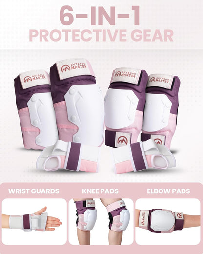 OutdoorMaster Knee Pads for Skating Knee and Elbow Pads for Adult &Youth - Skateboard Protective Gear with Wrist Guards 3 in 1 Saver Series for Skate