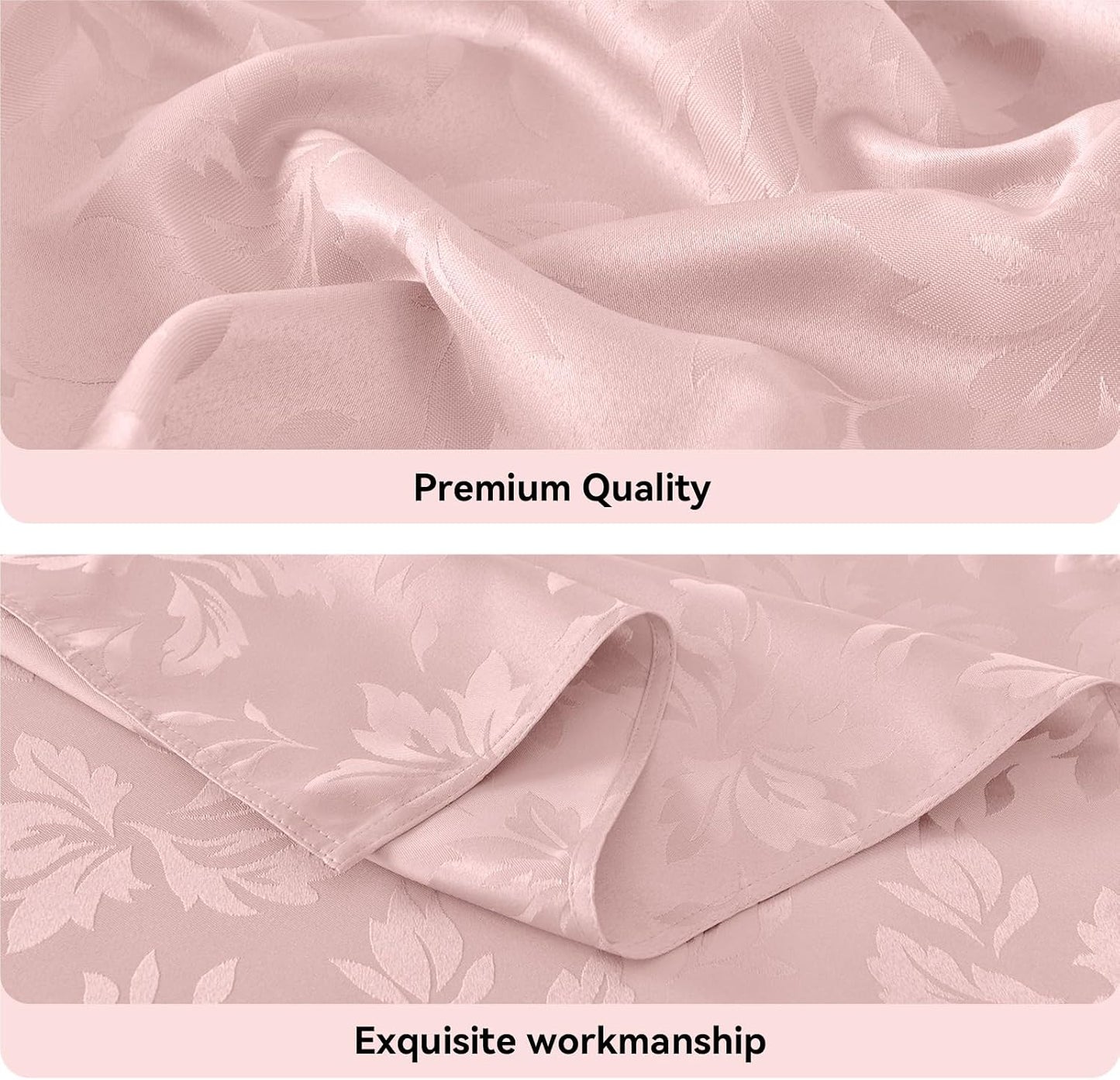 Romanstile Jacquard Rectangle Tablecloth - Waterproof Damask Floral Pattern Decorative Table Cloths Heavy Weight Fabric Table Covers for Dinner/Parties/Outdoor - 60 x 84 Inch, Pink